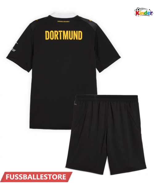 Günstige Borussia Dortmund Auswärts Trikotsatzt Kinder 2026-27 Kurzarm (+ Kurze Hosen)